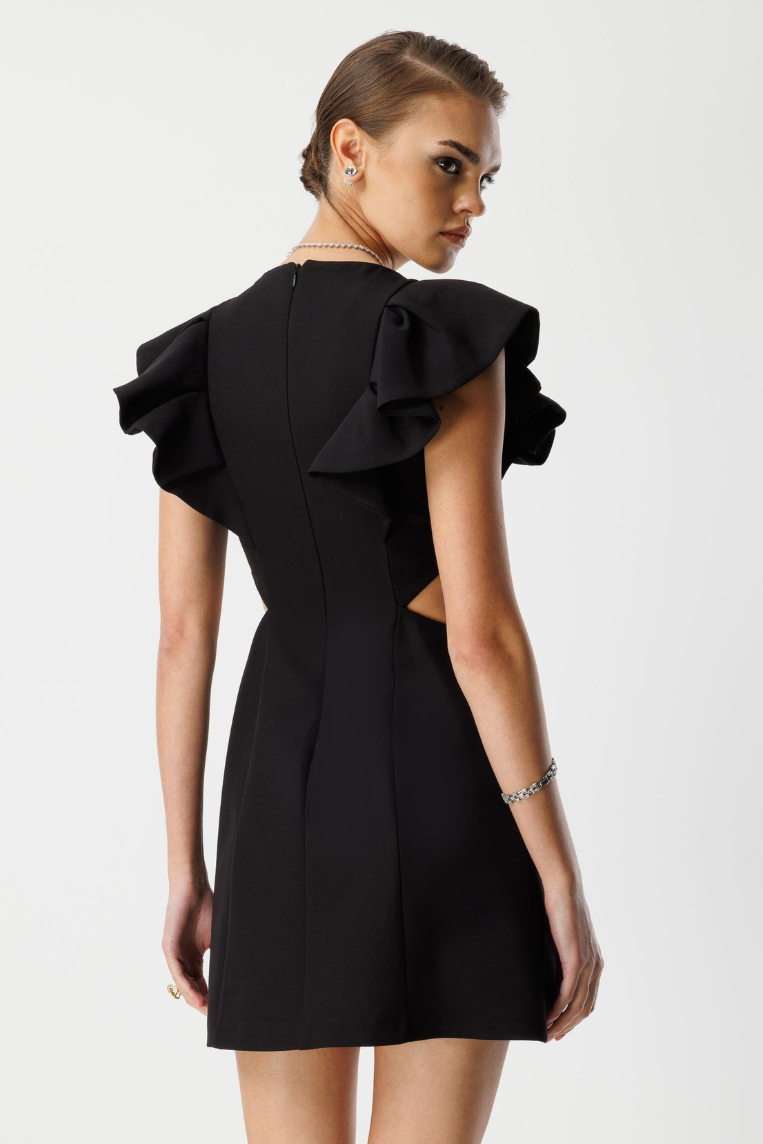 İki Yanı Açık Elbise SİYAH