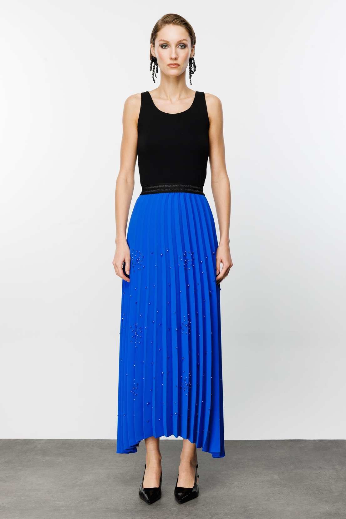 İncili Krep Soley Etek SAKS-SAKS