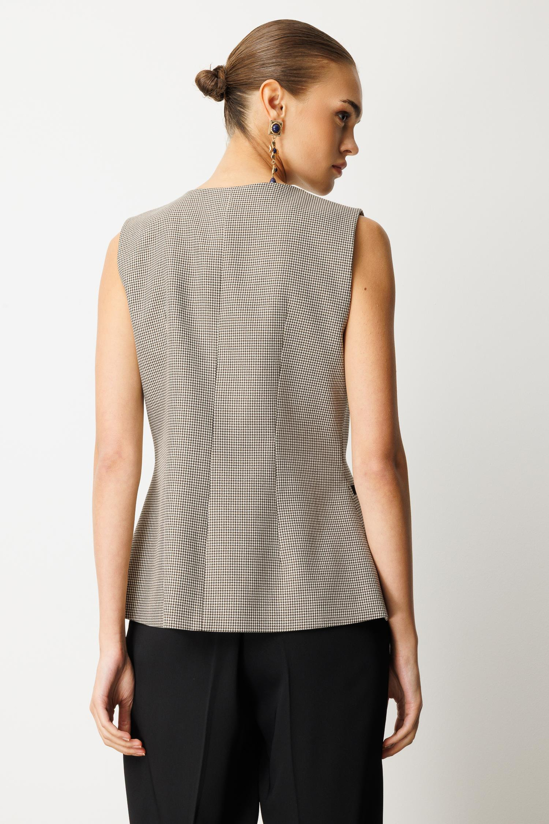 Kazayağı Desen Yelek SİYAH