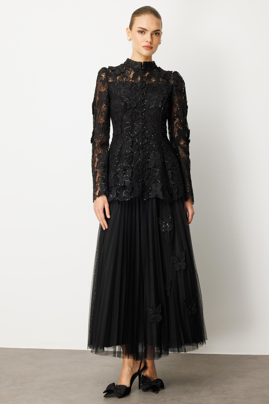 Kelebek Dantel 2'li Takım SİYAH