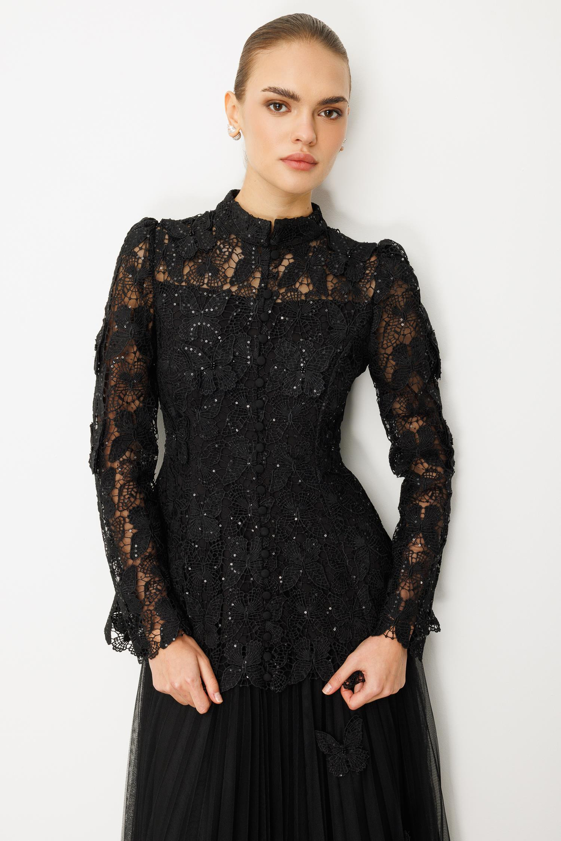 Kelebek Dantel 2'li Takım SİYAH