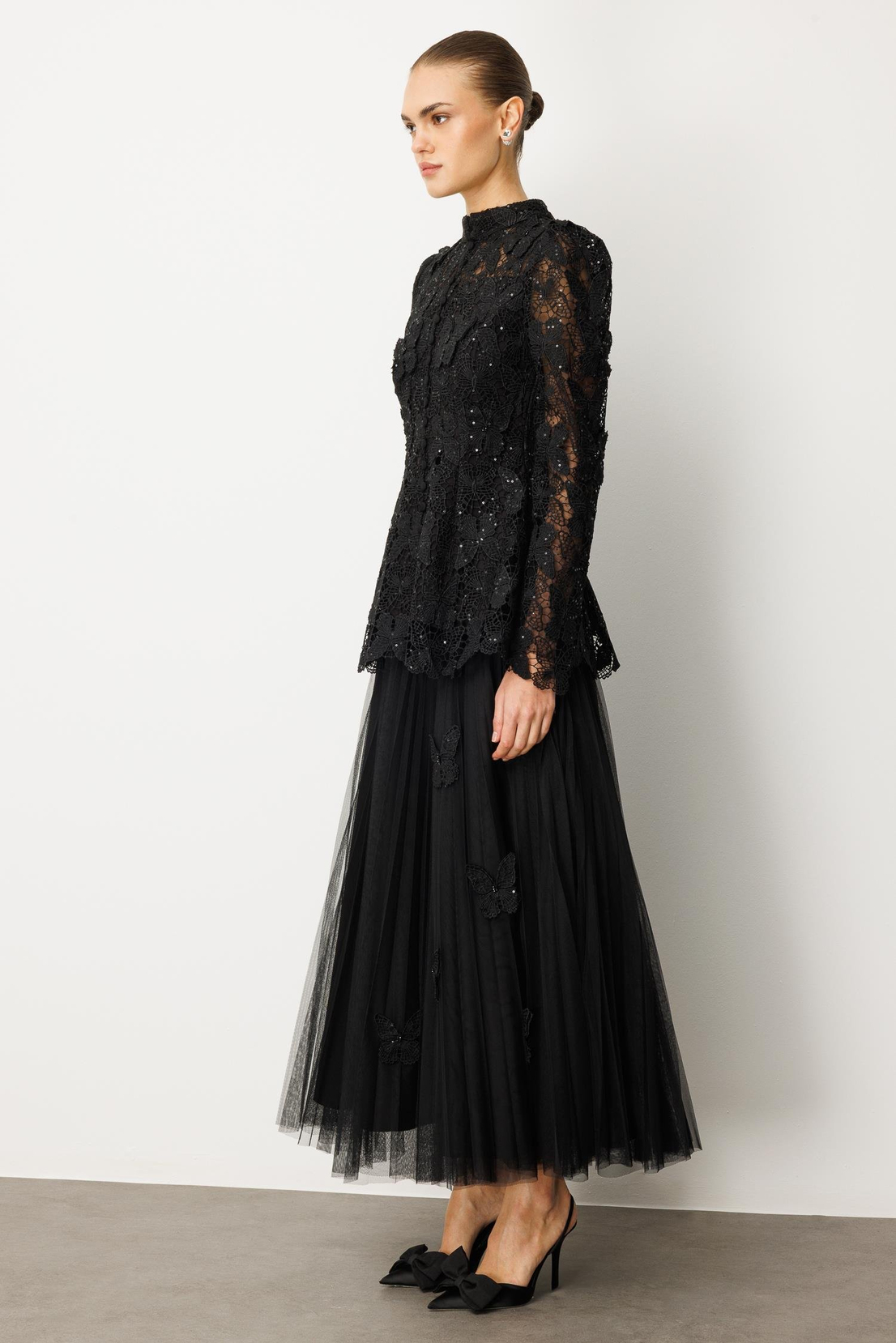 Kelebek Dantel 2'li Takım SİYAH