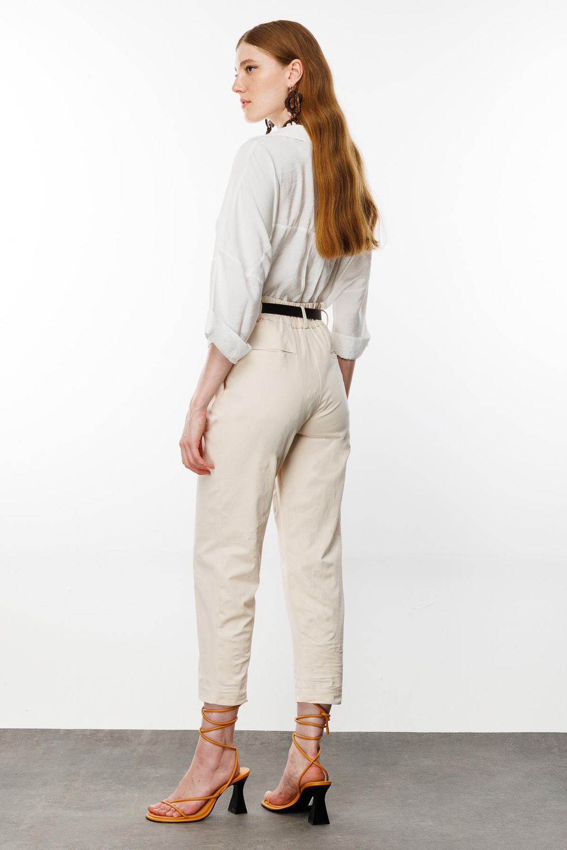 Kemerli Havuç Pantolon EKRU