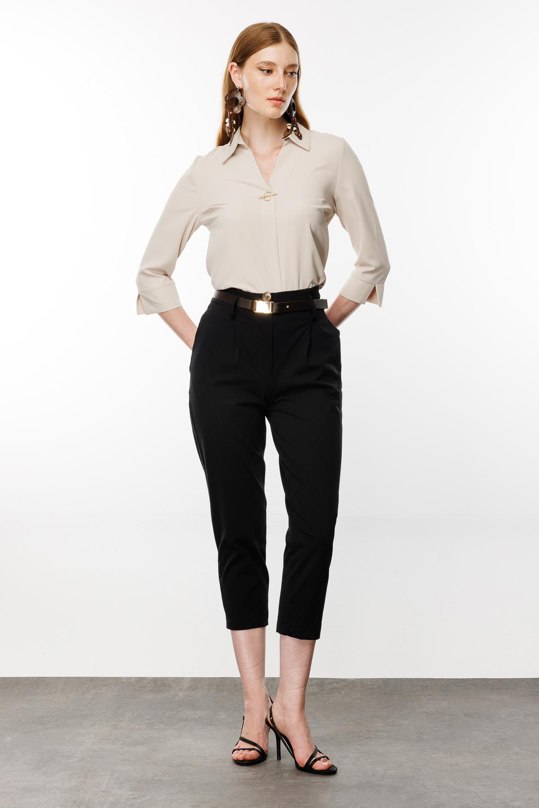 Kemerli Havuç Pantolon SİYAH