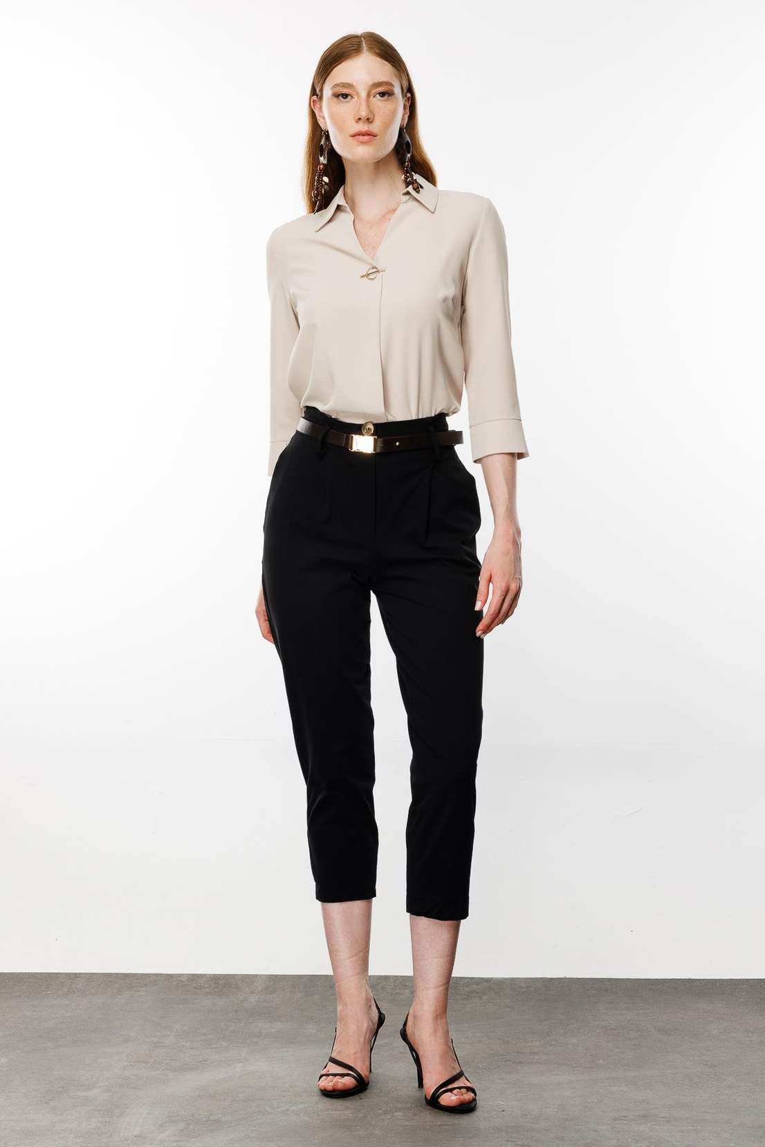 Kemerli Havuç Pantolon SİYAH