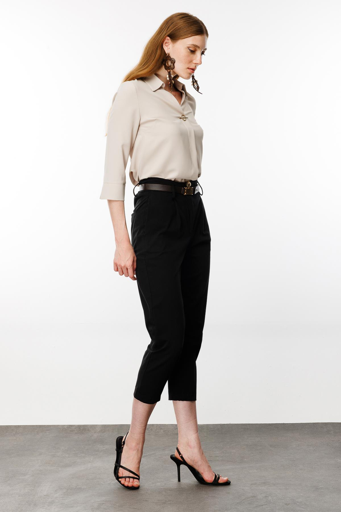 Kemerli Havuç Pantolon SİYAH