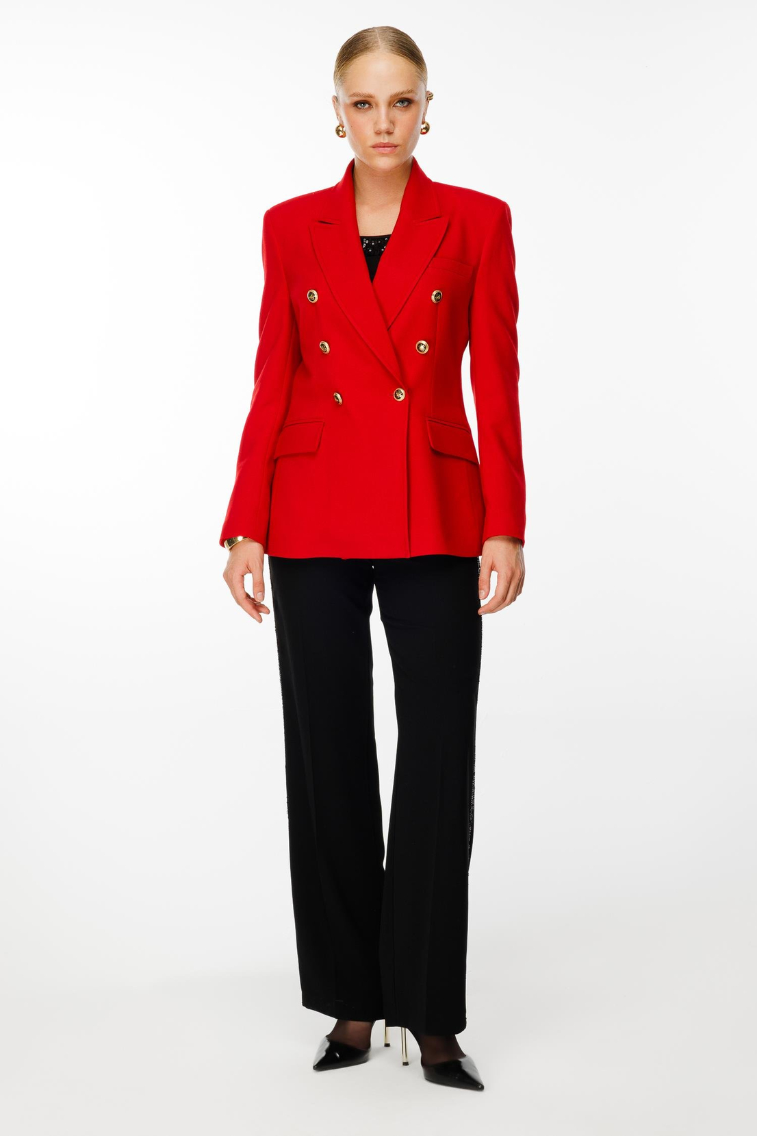 Klasik Blazer Kesim Ceket KIRMIZI