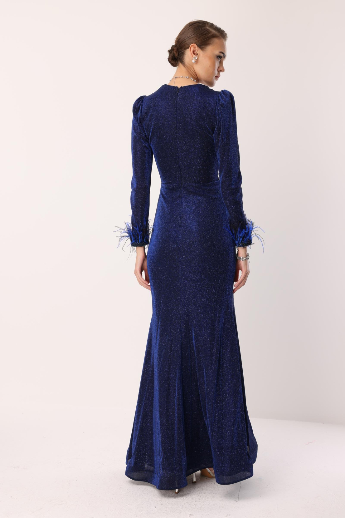 Kol Tüylü Uzun Kol Drape Elbise SAKS