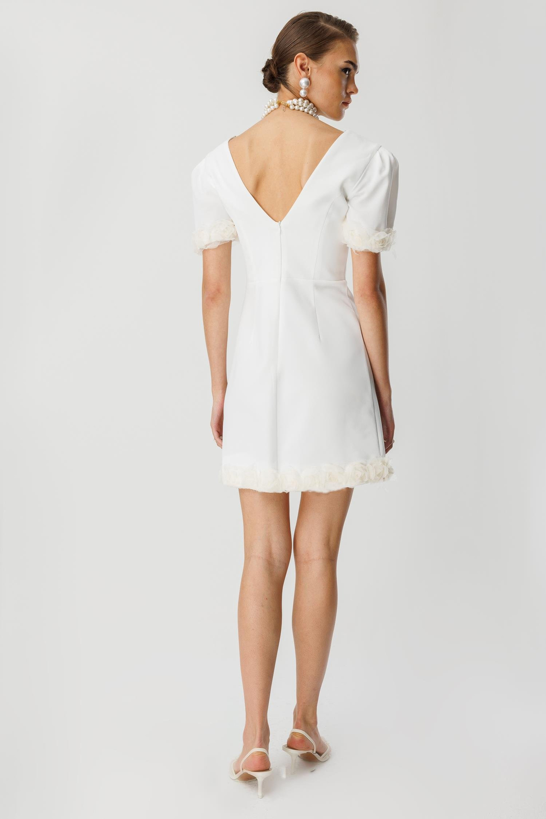 Kol Ve Etek Ucu Gül Detaylı Elbise EKRU