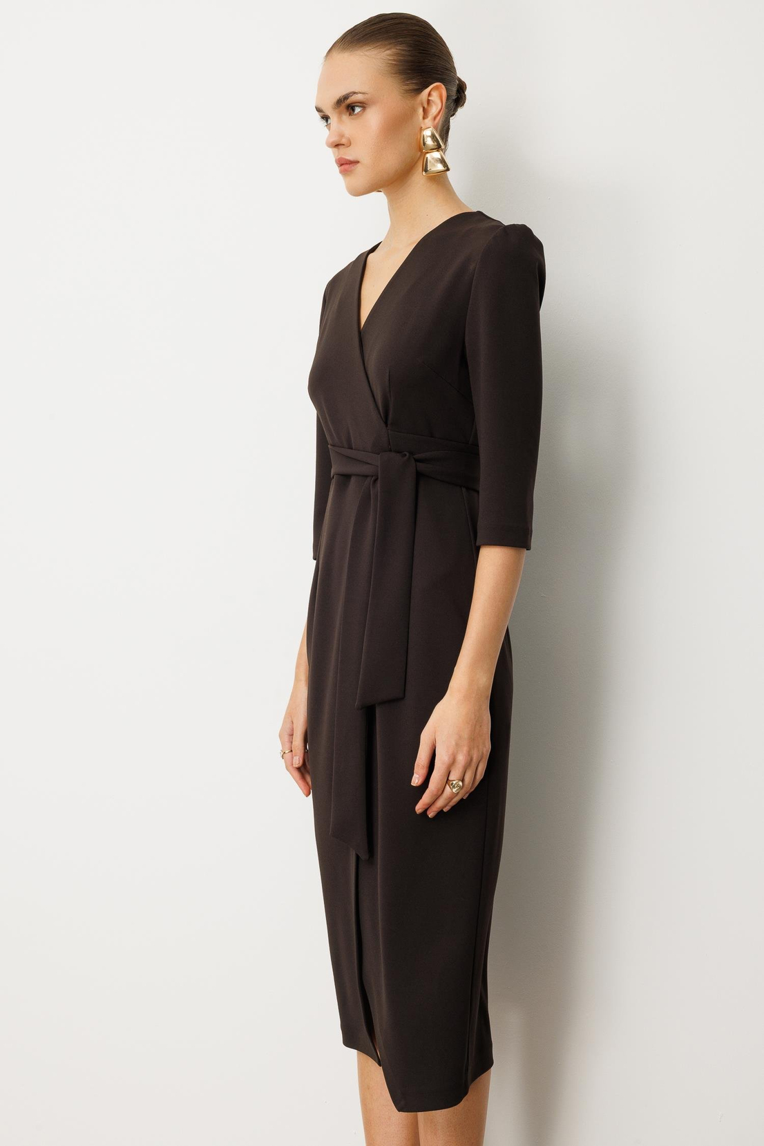 Kruvaze Elbise KAHVE