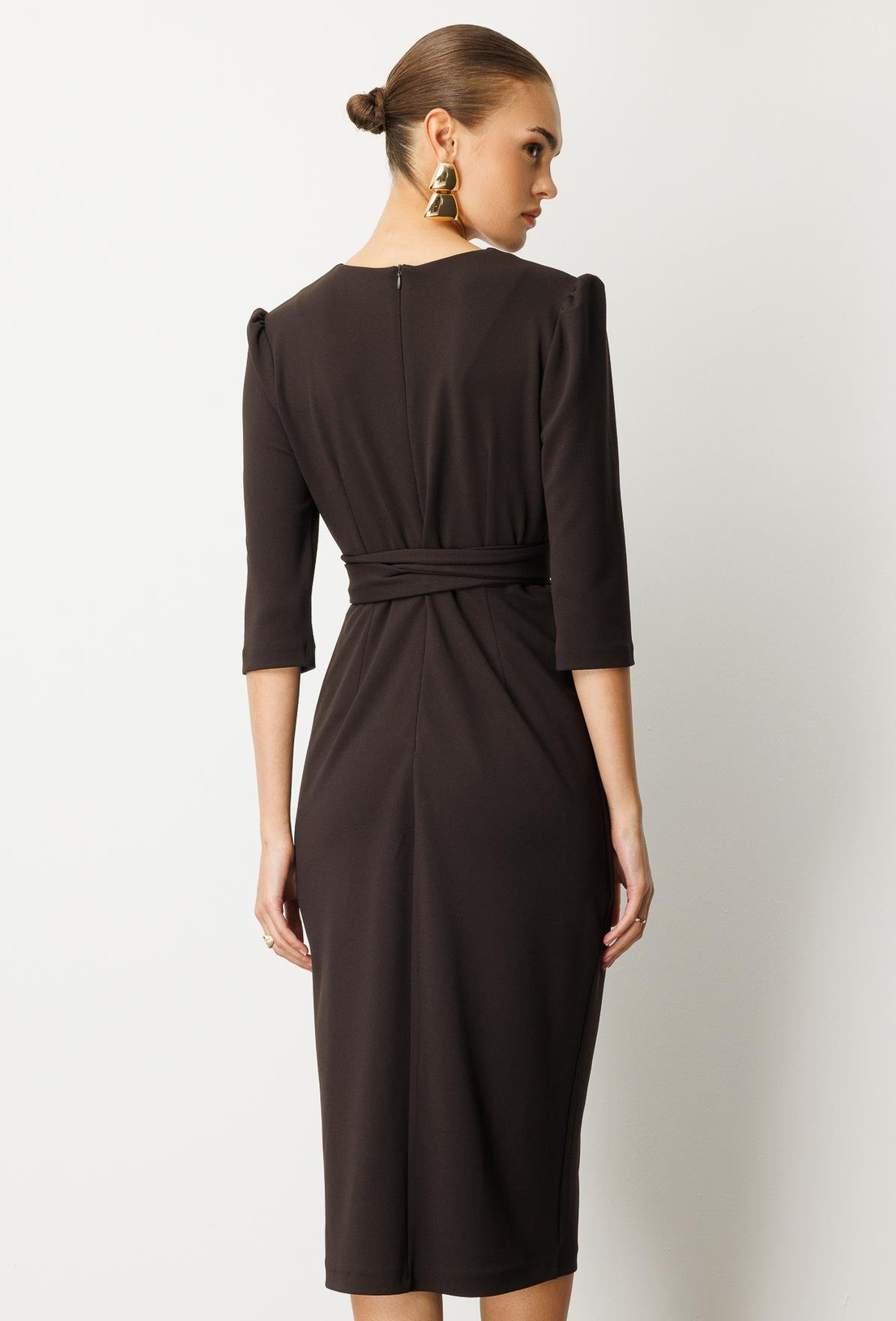 Kruvaze Elbise KAHVE