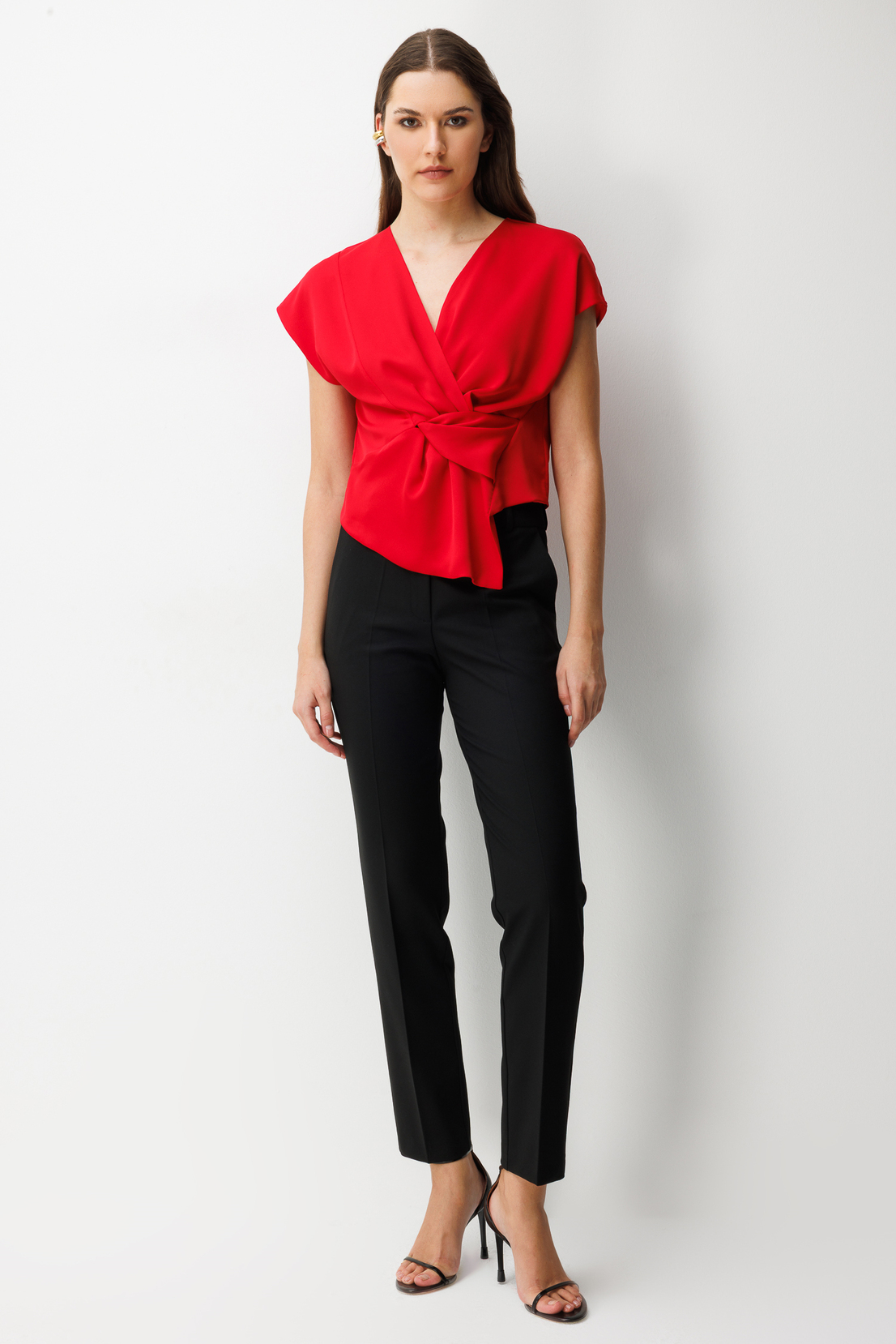 Kuruvaze Drapeli Bluz KIRMIZI