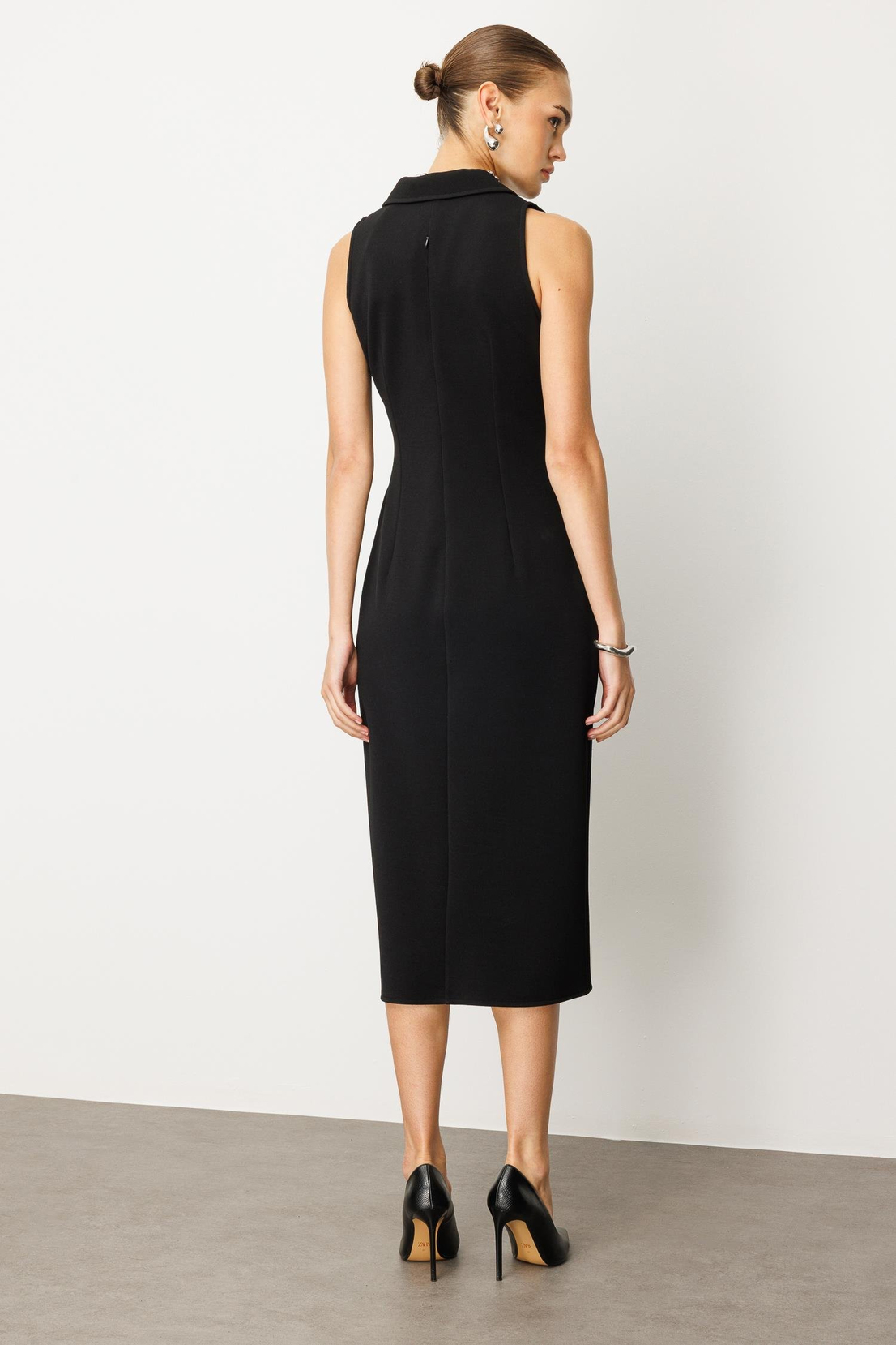 Kuşaklı Kruvaze Elbise SİYAH