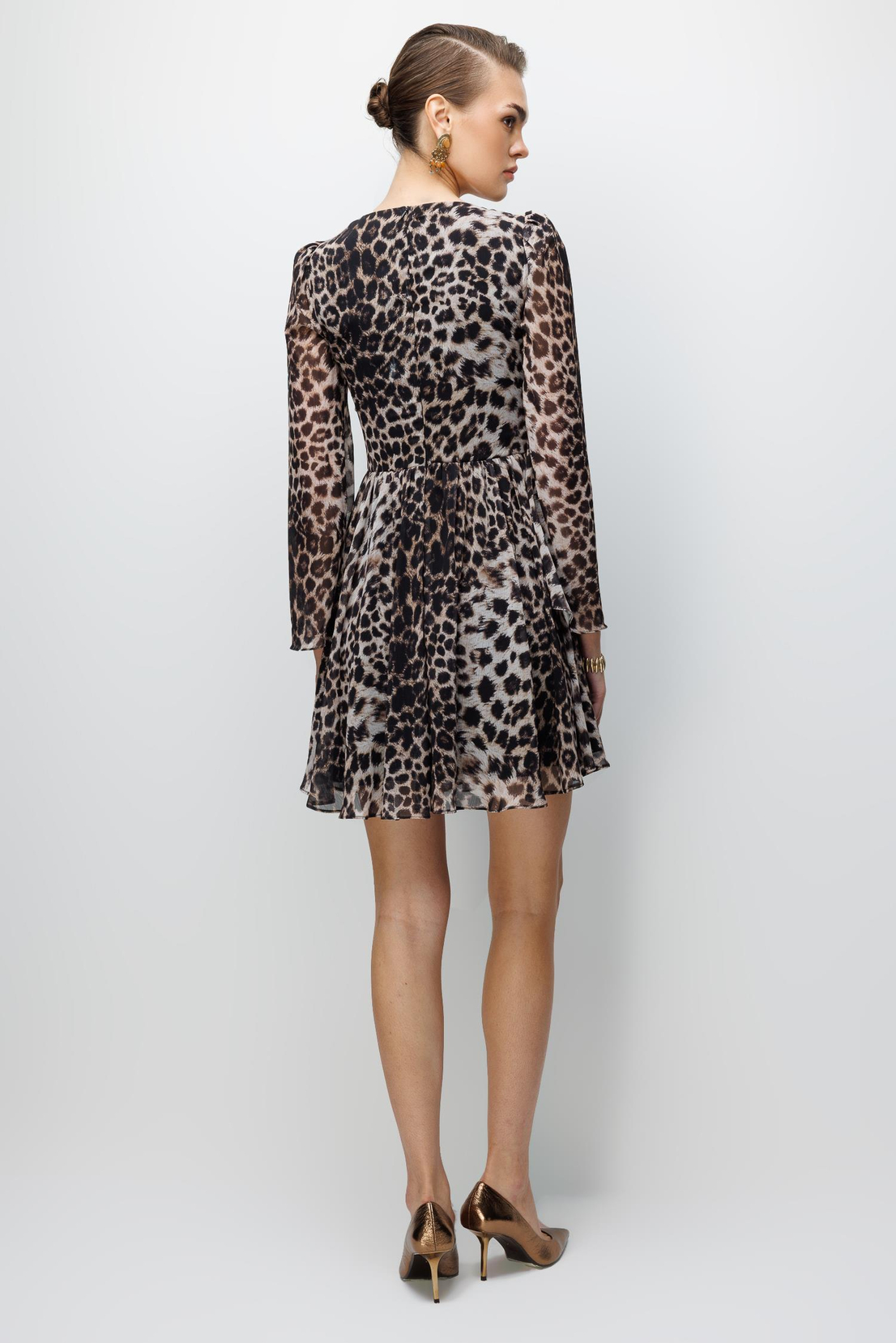 Leopar Desen A kesim Şifon Elbise LEOPAR