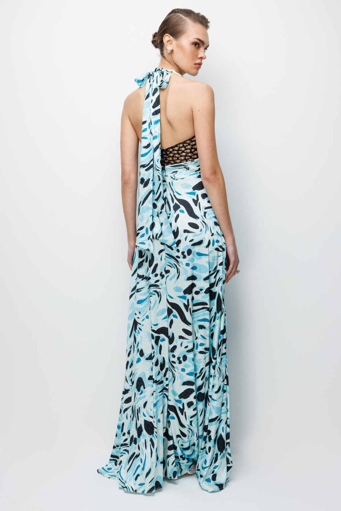 Maxi Boy Yırtmaç Detaylı Elbise TURKUAZ