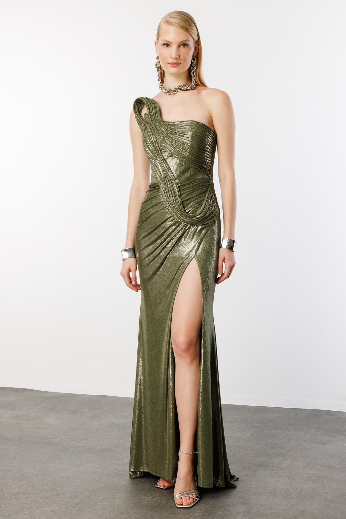 Misinalı Örme Uzun Elbise HAKİ