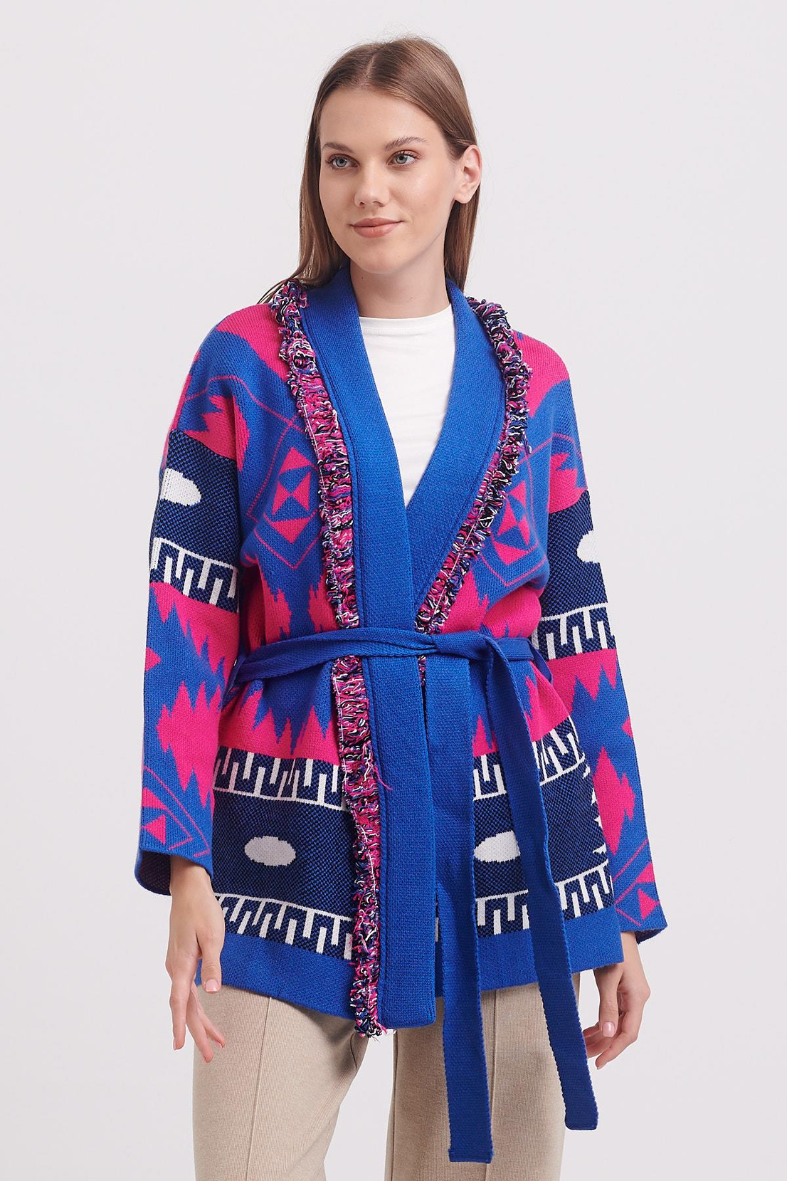 Nefeli Saçak Detaylı Kemerli Hırka