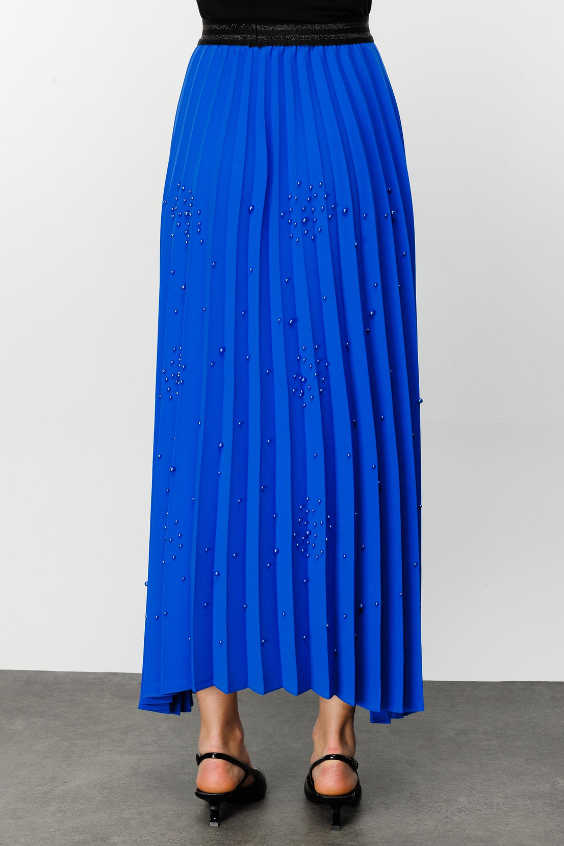 Nefeli Saks İncili Krep Soley Saks Etek