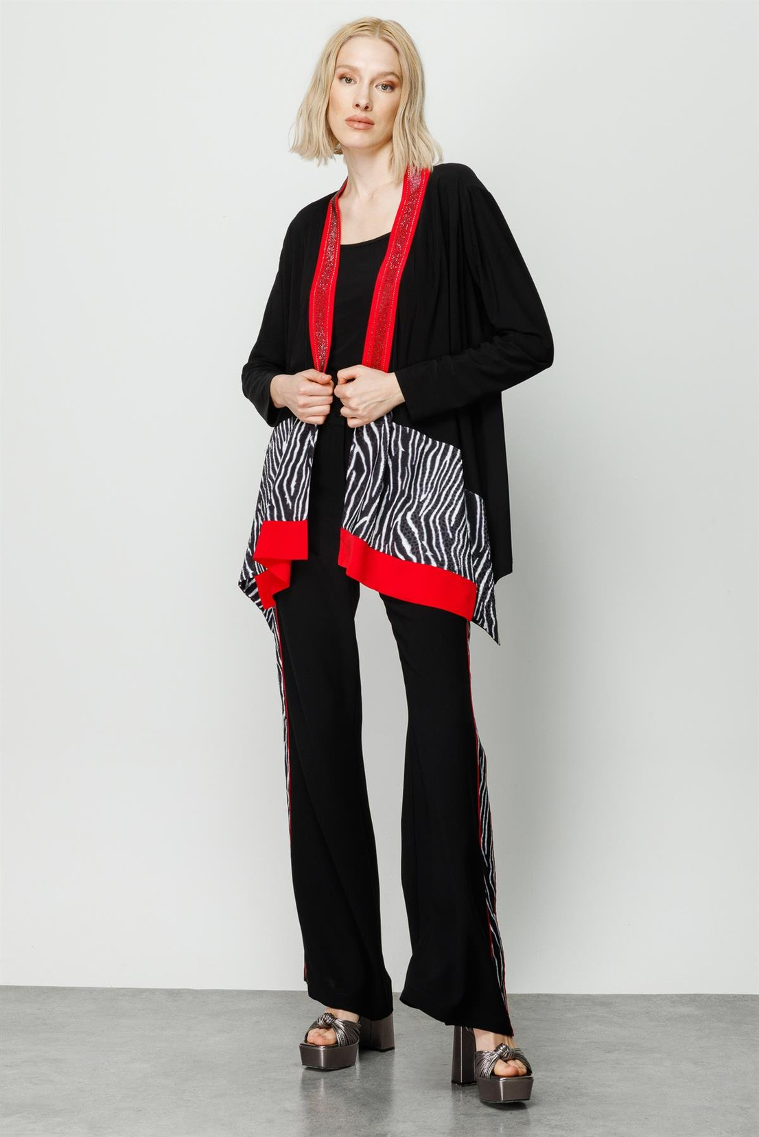 Nefeli Zebra Desen Tunik-Pantolon Takım