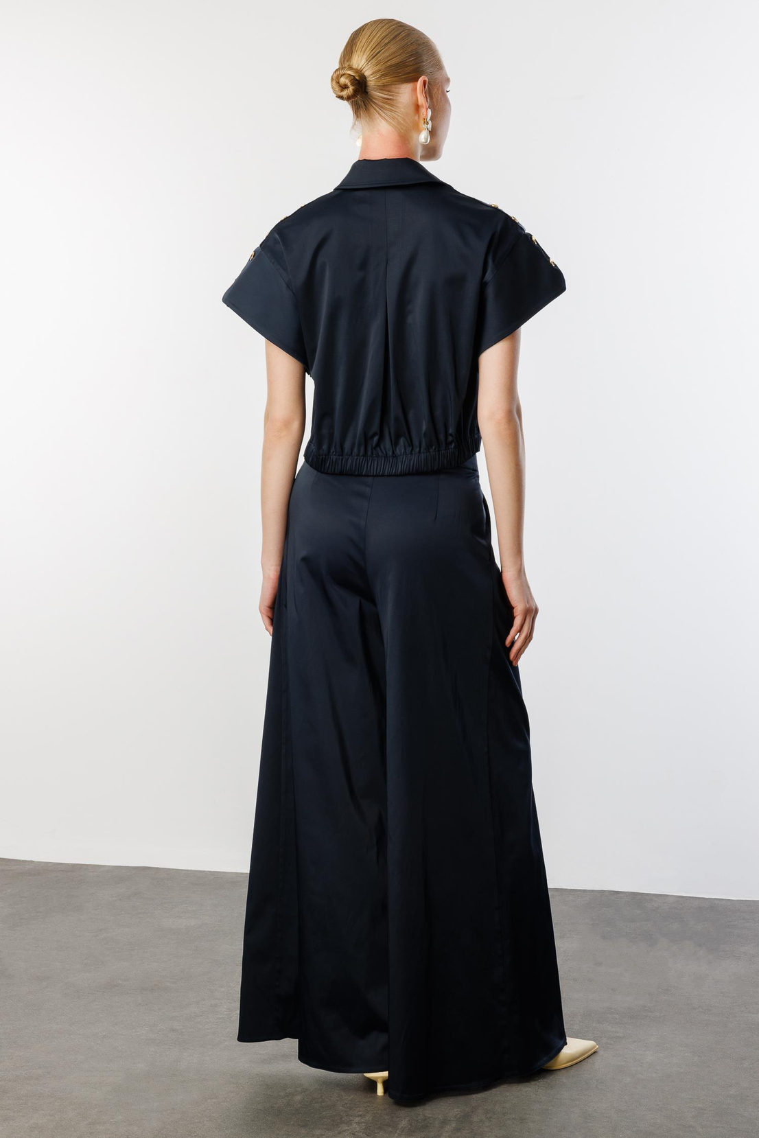 Omuz Düğme Detaylı Ceket & Pantolon 2'li Takım LACİVERT