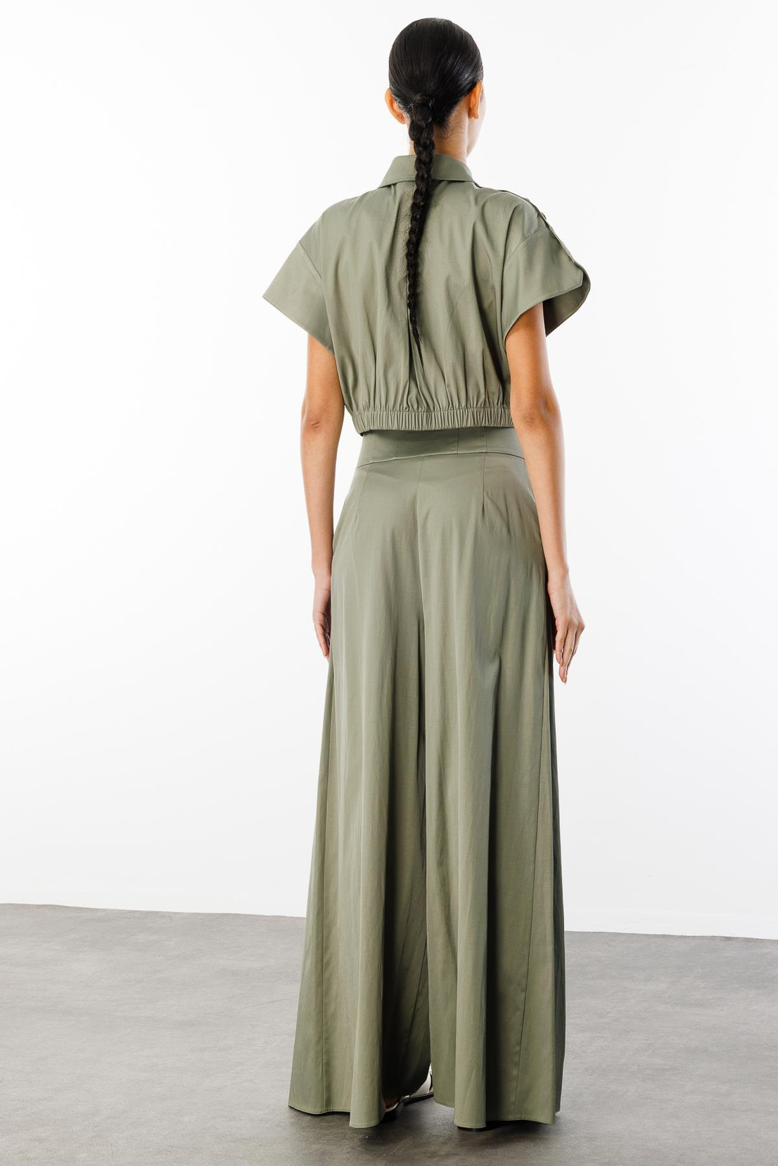 Omuz Düğme Detaylı Ceket & Pantolon 2'li Takım HAKİ