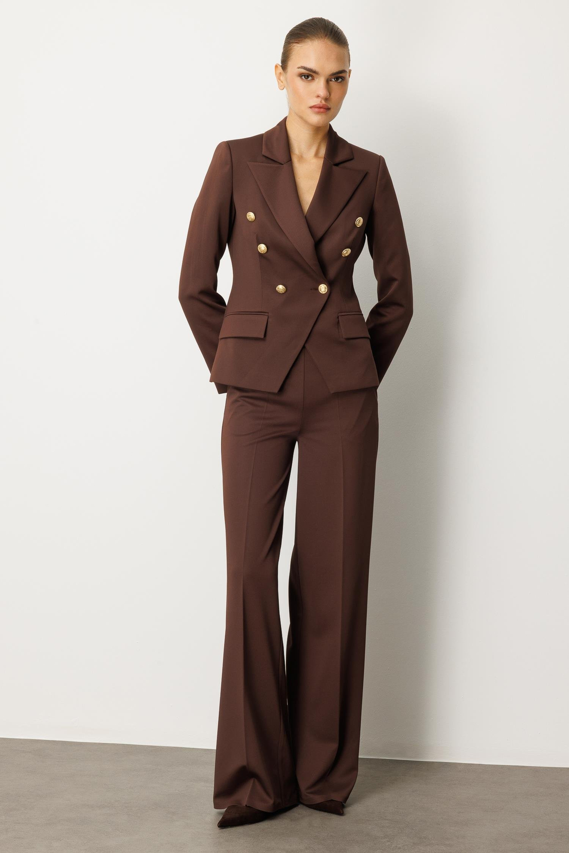 Örme İspanyol Paça Pantolon KAHVE