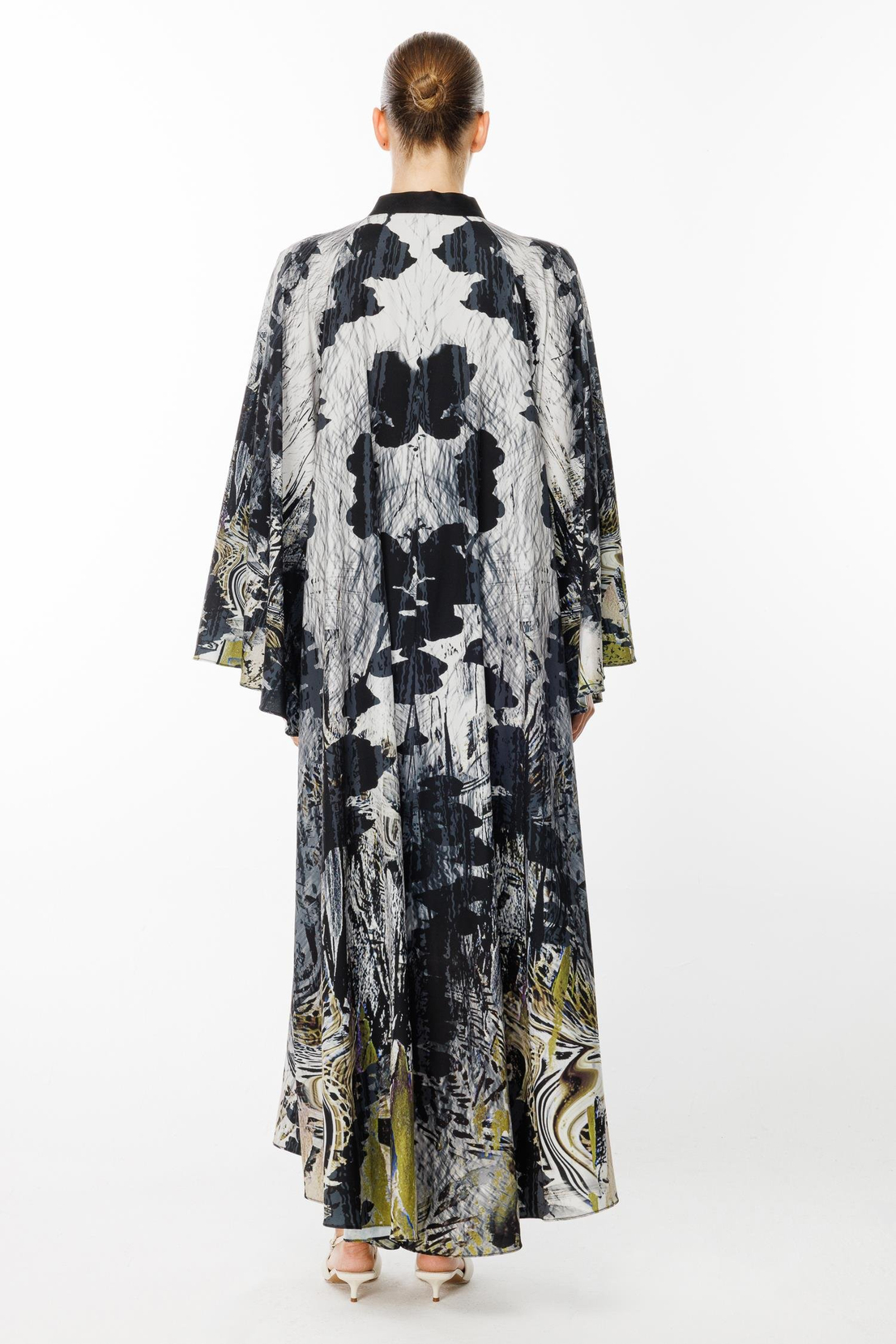 Oversiz Floral Desen Abaya OLİVE