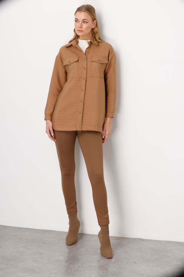 Oversize Kapitone Tunik CAMEL