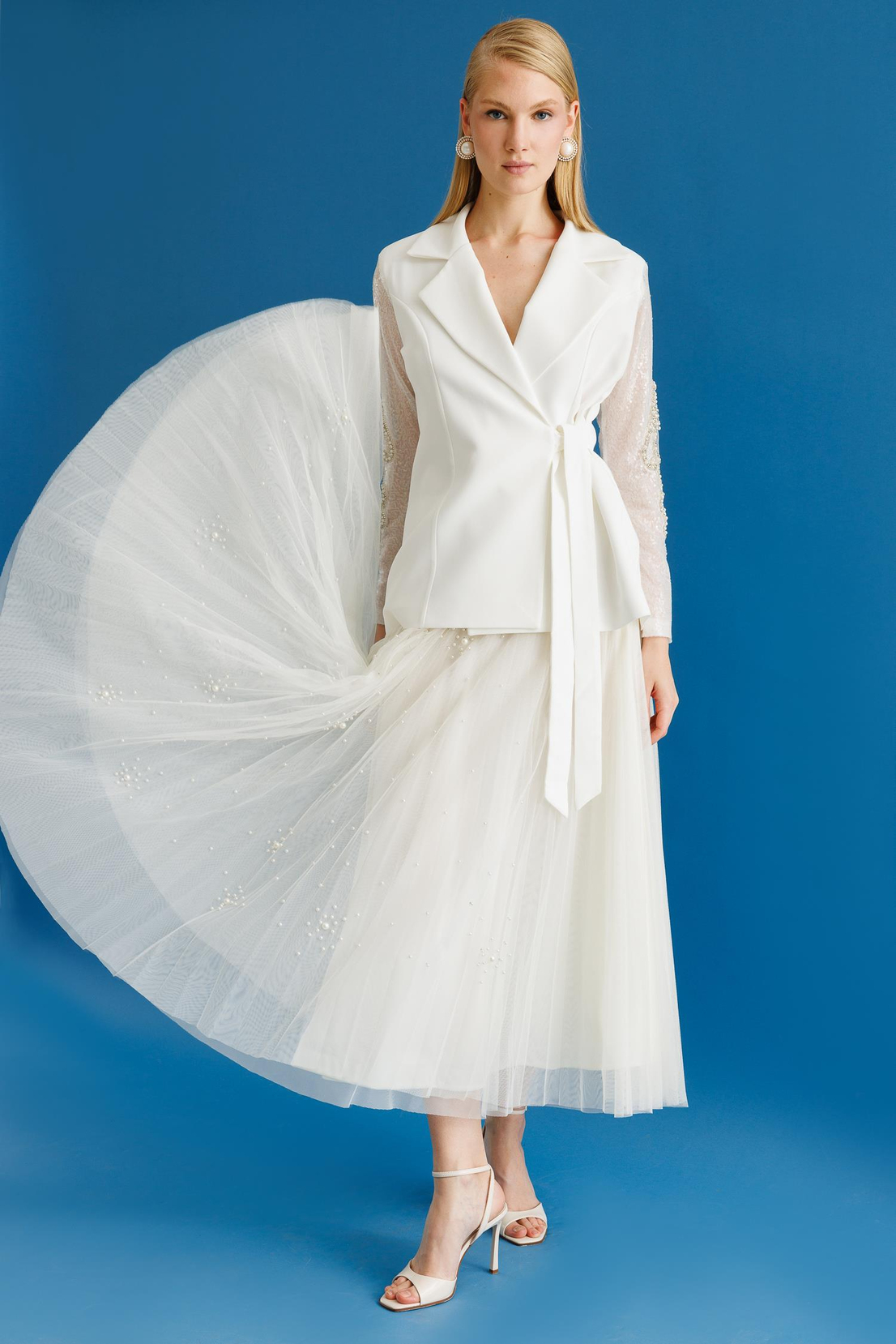 Sequin Detail Jacket WHITE