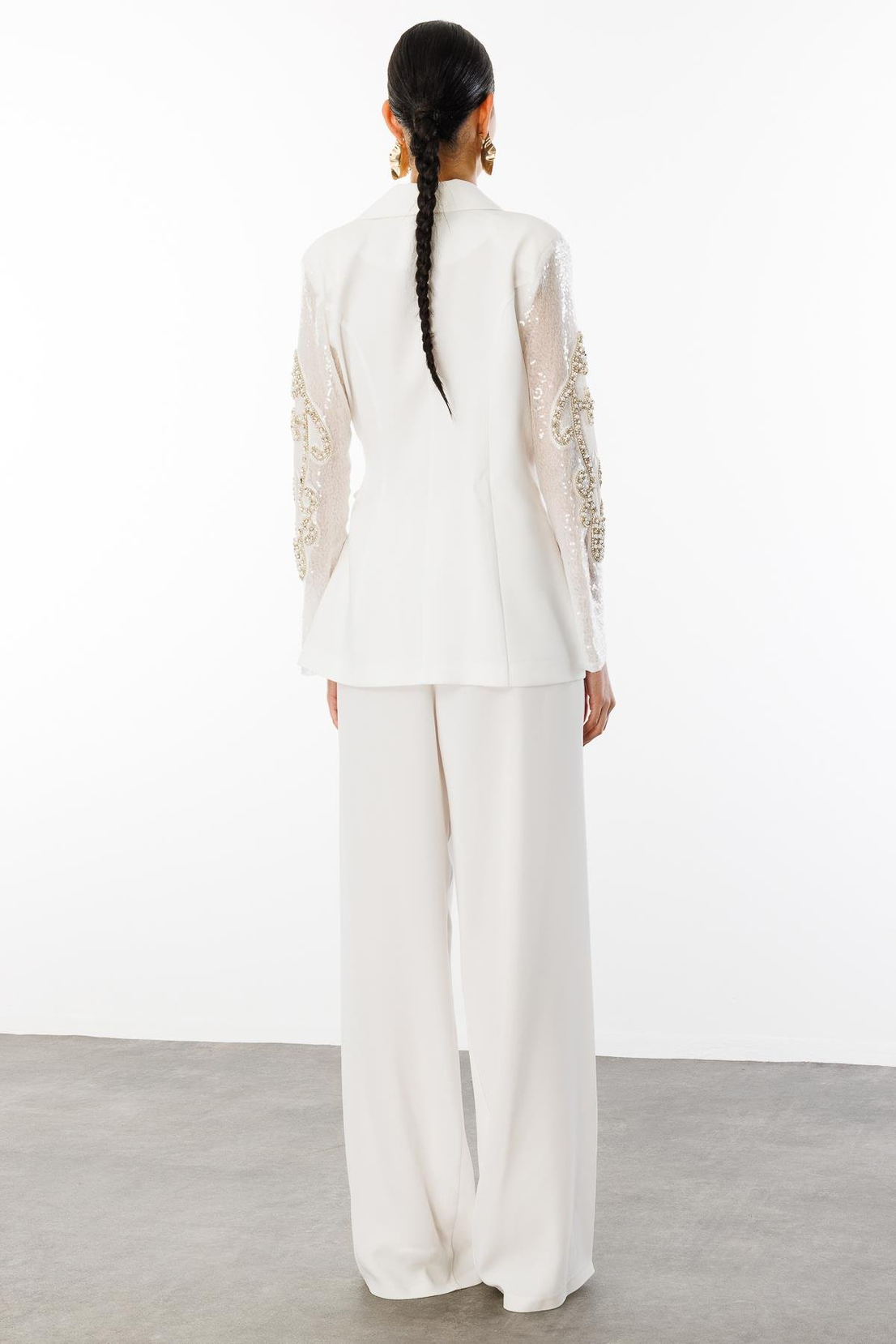 Payet Detay Ceket BEYAZ