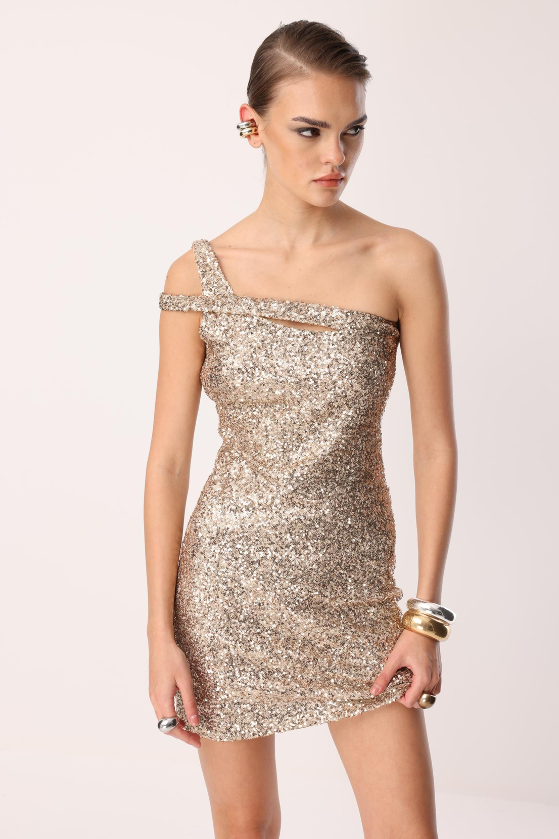 Payet Mini Elbise GOLD