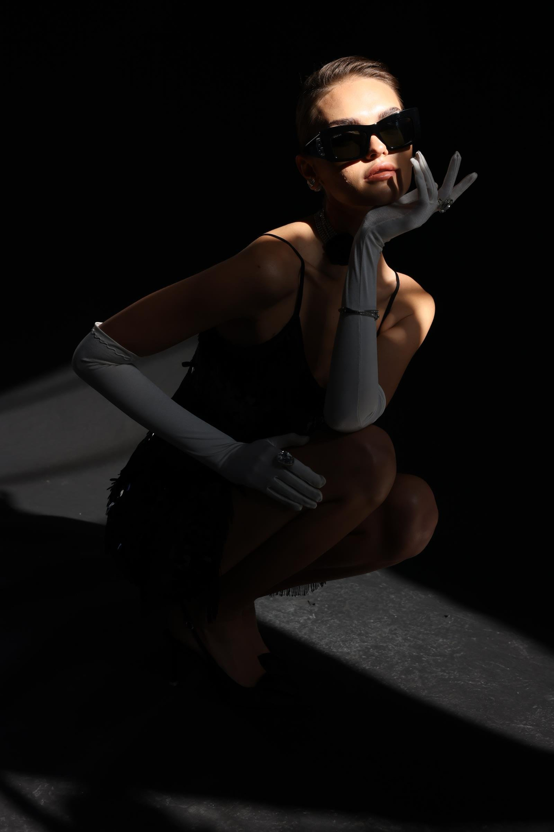 Payet Şerit Mini Elbise SİYAH