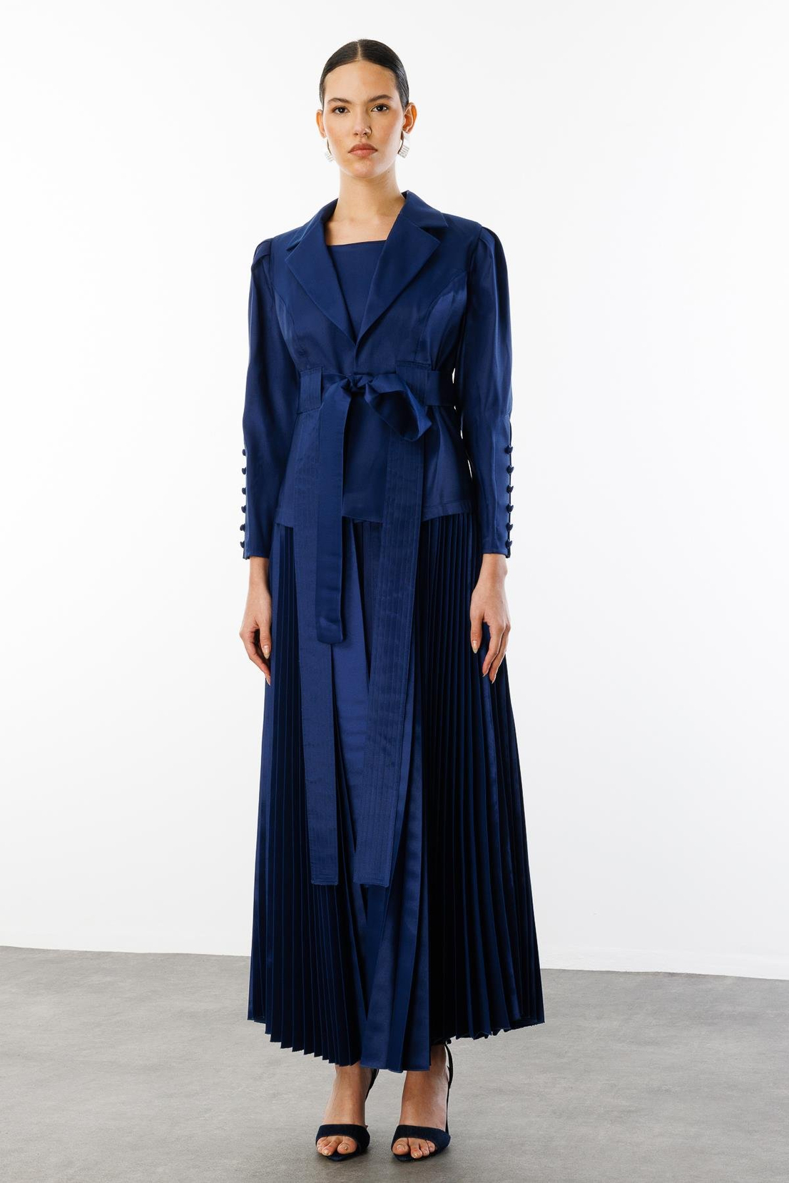 Pilise Etekli Elbise & Ceket İkili Takım LACİVERT