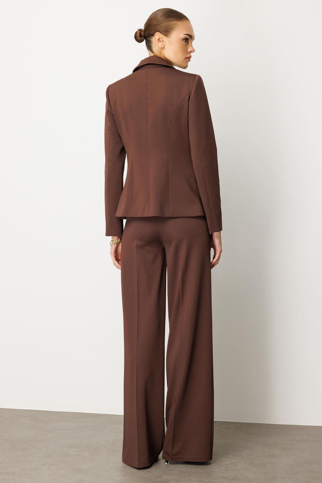 Şal Detaylı Örme Kruvaze Ceket KAHVE