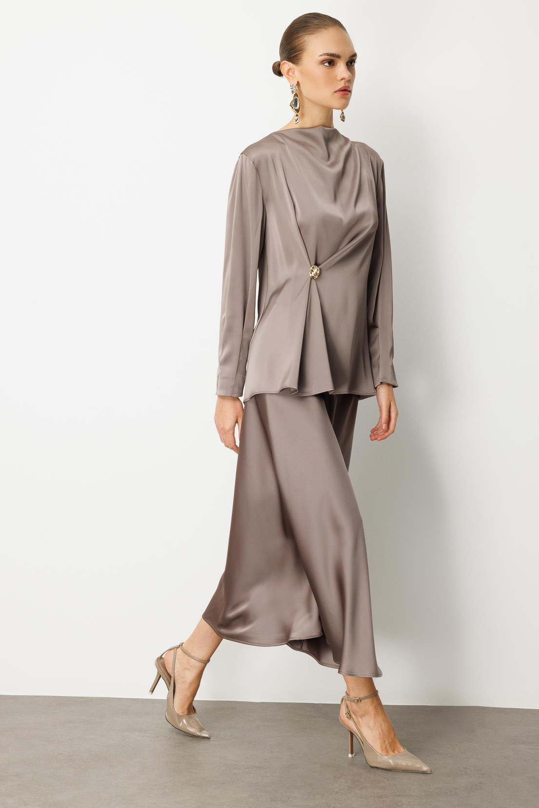 Saten Verev Etek VİZON