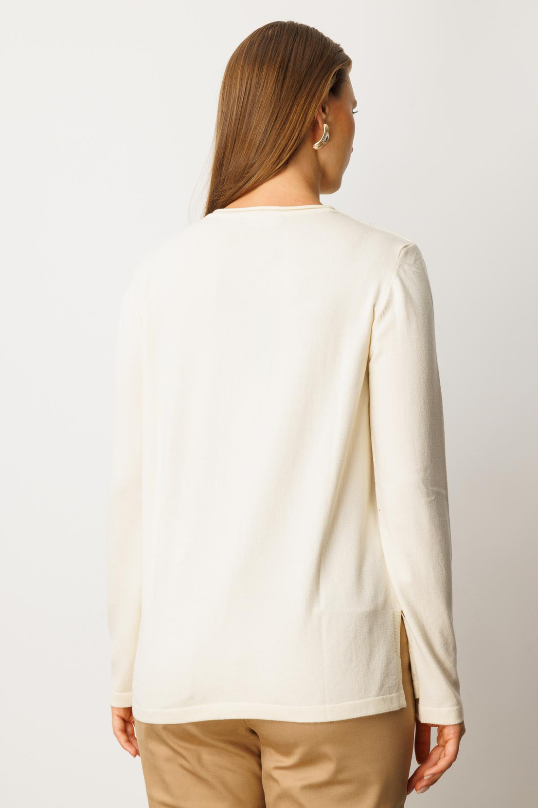 Sıfır Yaka Baklava Desenli Kazak KREM