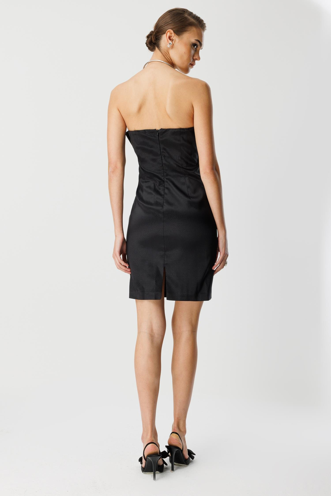 Tafta Fiyonk Detay Mini Elbise SİYAH