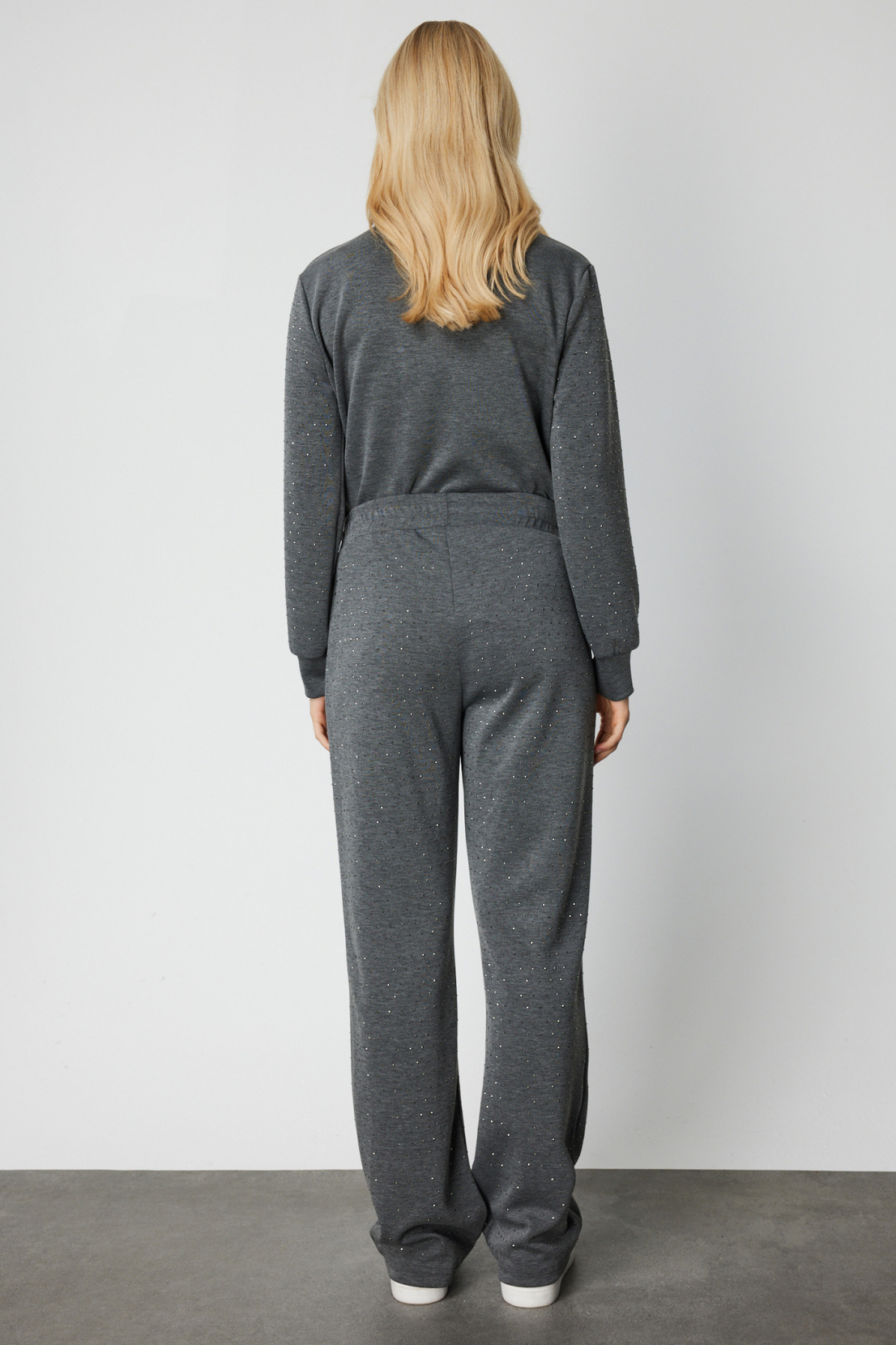 Tamamı Taşlı Bol Paça Eşofman Alt ANTRASİT