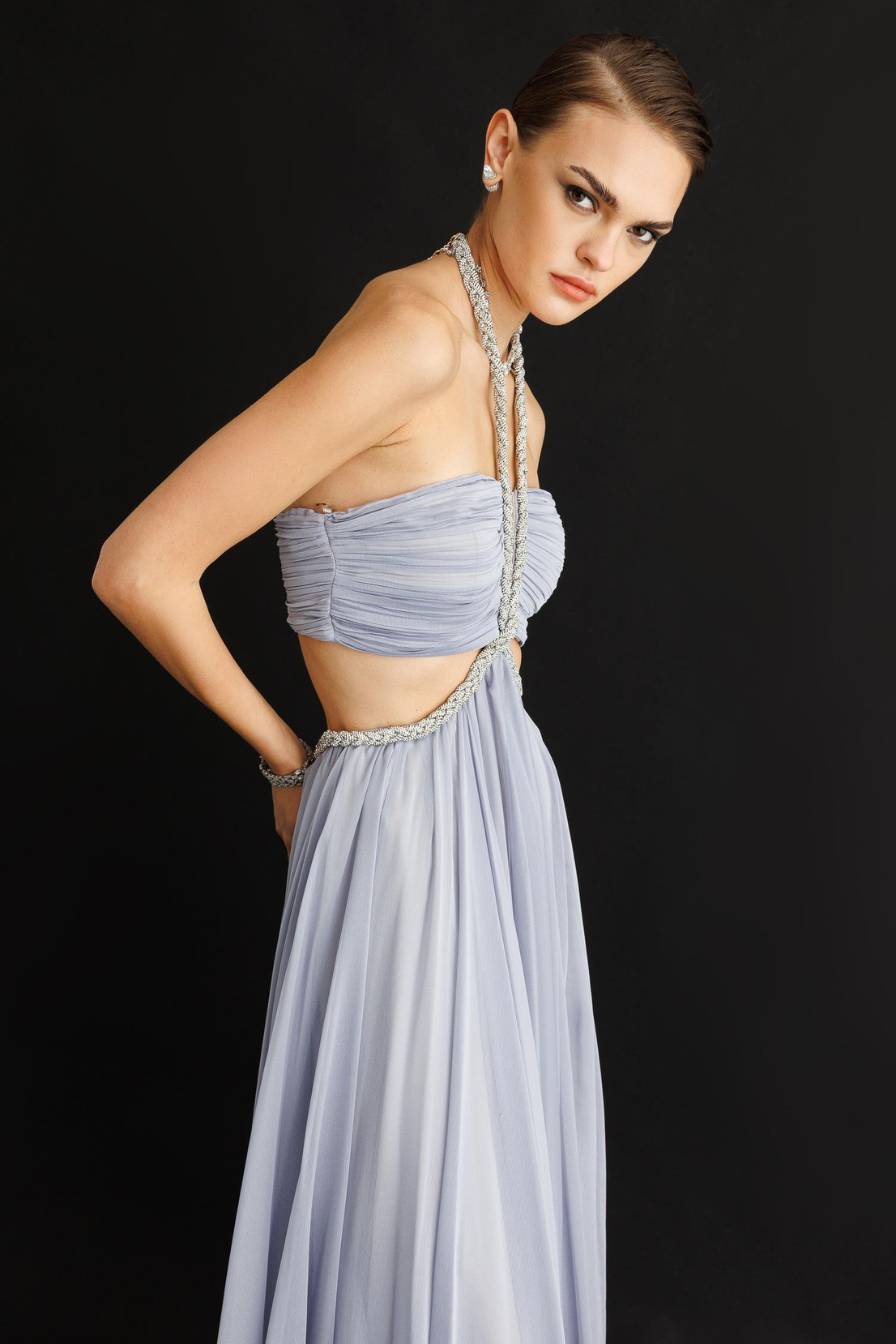 Taş Örgülü Elbise GRİ