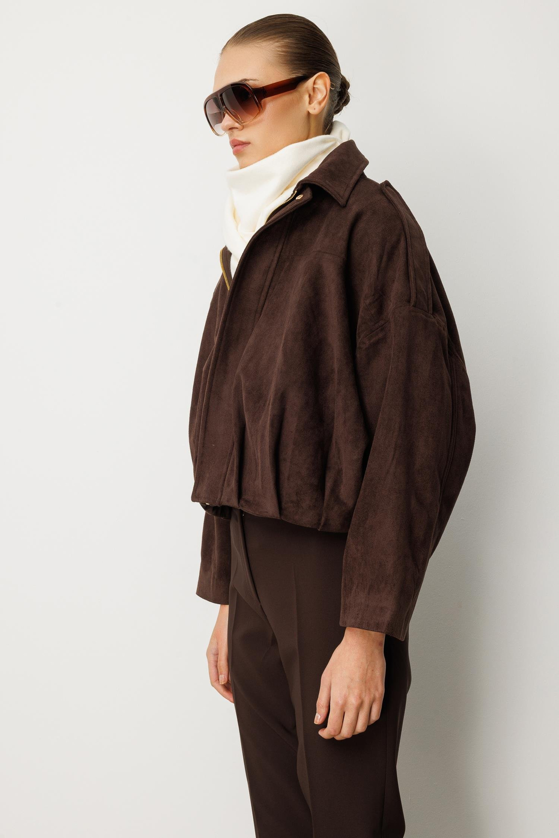 Yarasa Kol Bomber Ceket KAHVE