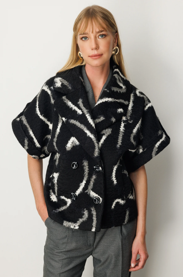 Yarasa Kol Desenli Mont SİYAH