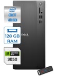 DellMasaüstü BilgisayarDell Tower Essential QVT1260 Intel® Core™ İ7-14700 128GB DDR5 256GB SSD 6GB/RTX3050 Windows 11 Pro Mini Tower Masaüstü Bilgisayar BTO01400723P36