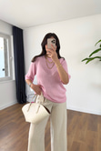 Adore Pembe Reglanlı İnce Triko