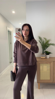 Alina Kahve Çıtçıt Detaylı Kapüşonlu Sweat Pantolon Takım