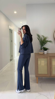 Alina Lacivert Çıtçıt Detaylı Kapüşonlu Sweat Pantolon Takım