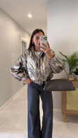 Asol Metal Parlak Kapitone Ceket