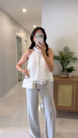 Balle Beyaz Fırfırlı Bluz