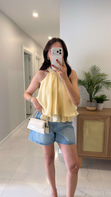Balle Sarı Fırfırlı Bluz