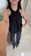 Balle Siyah Fırfırlı Bluz