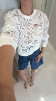 Bianca Ekru Dantel İşlemeli Sweatshirt